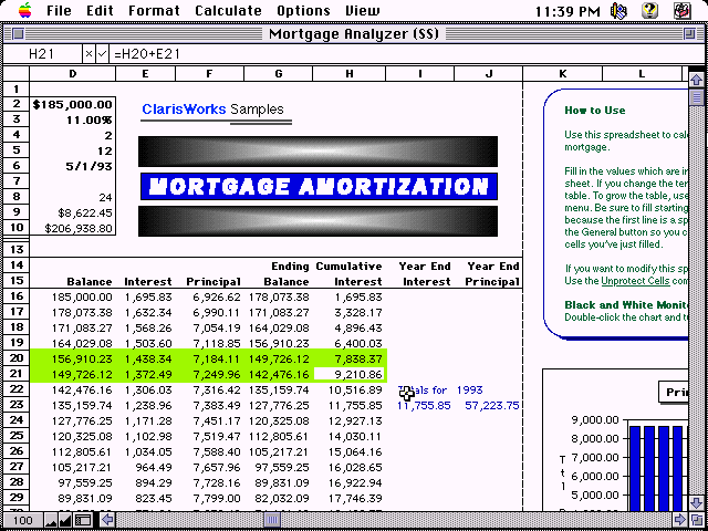 ClarisWorks 2.0 for Mac - Spreadsheet